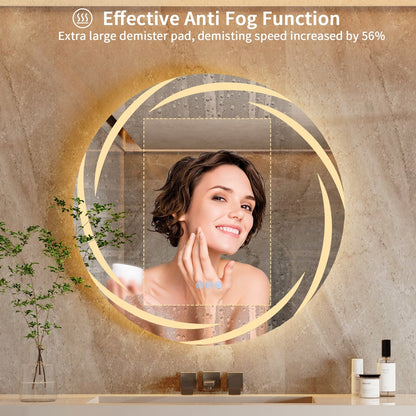 Miropoir de salle de bain à lumière LED tactile étanche, anti-buée, avec fonction de gradation.
