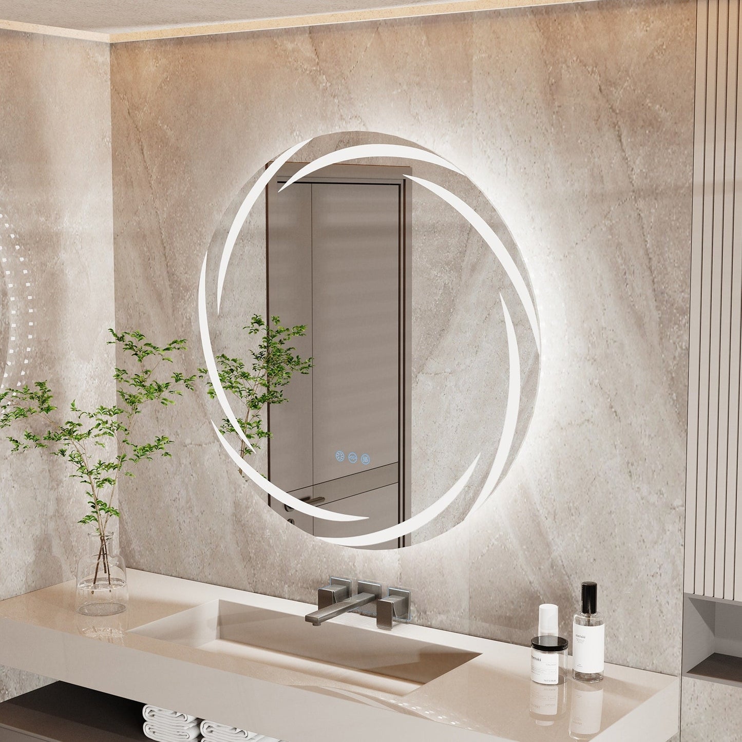 Miropoir de salle de bain à lumière LED tactile étanche, anti-buée, avec fonction de gradation.