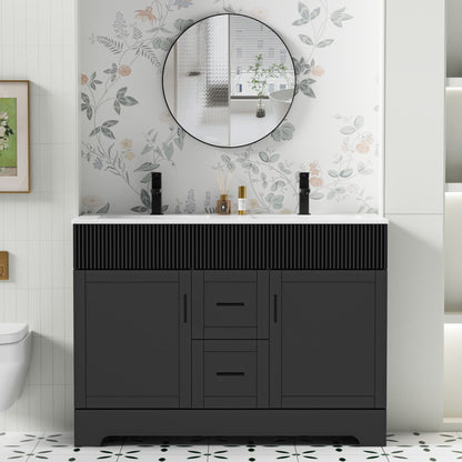 Ensemble de meuble-lavabo ondulé pour salle de bain, 30/36/48 pouces, avec lavabo et robinet.