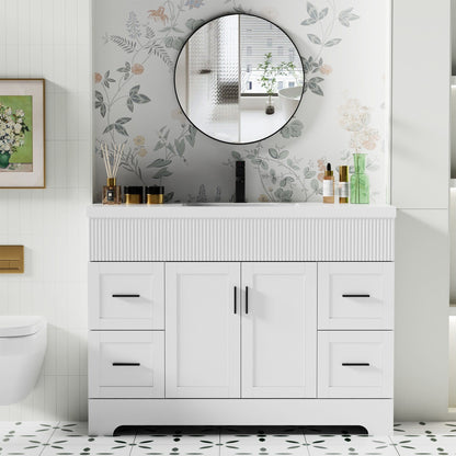 Ensemble de meuble-lavabo ondulé pour salle de bain, 30/36/48 pouces, avec lavabo et robinet.
