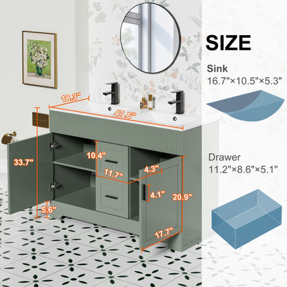 Ensemble de meuble-lavabo ondulé pour salle de bain, 30/36/48 pouces, avec lavabo et robinet.