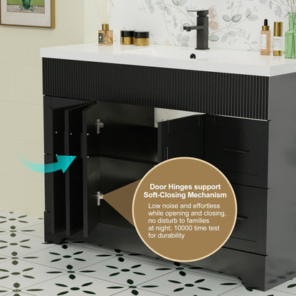 Ensemble de meuble-lavabo ondulé pour salle de bain, 30/36/48 pouces, avec lavabo et robinet.
