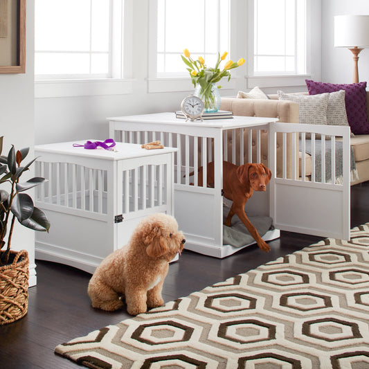 Table d'appoint en bois blanc pour cage à animaux avec porte verrouillable