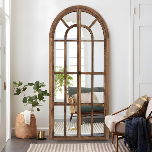 Miroir en forme de fenêtre, miroir en bois incurvé, 71'' L*31'' l