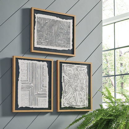 Wonderstow, ensemble de 3 tableaux muraux noir/beige