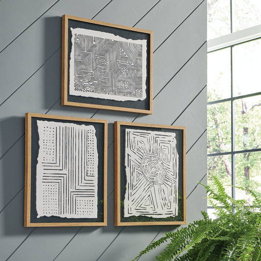 Wonderstow, ensemble de 3 tableaux muraux noir/beige