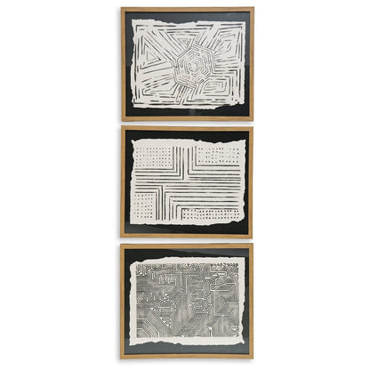 Wonderstow, ensemble de 3 tableaux muraux noir/beige
