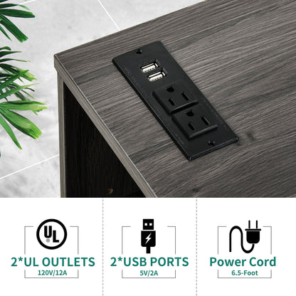 Meuble de rangement en bois avec station de recharge, classeur latéral mobile verrouillable, compatible avec les dossiers A4, lettres et documents légaux.