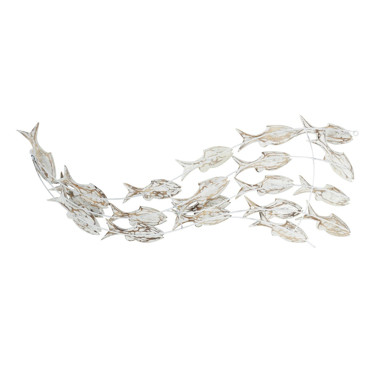 Poisson en bois fait à la main, décoration murale pour la maison, effet vieilli brun - Blanc - Roche River Decor
