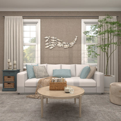 Poisson en bois fait à la main, décoration murale pour la maison, effet vieilli brun - Blanc - Roche River Decor