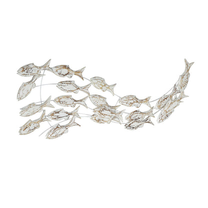 Poisson en bois fait à la main, décoration murale pour la maison, effet vieilli brun - Blanc - Roche River Decor