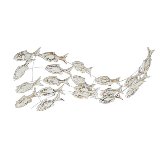 Poisson en bois fait à la main, décoration murale pour la maison, effet vieilli brun - Blanc - Roche River Decor