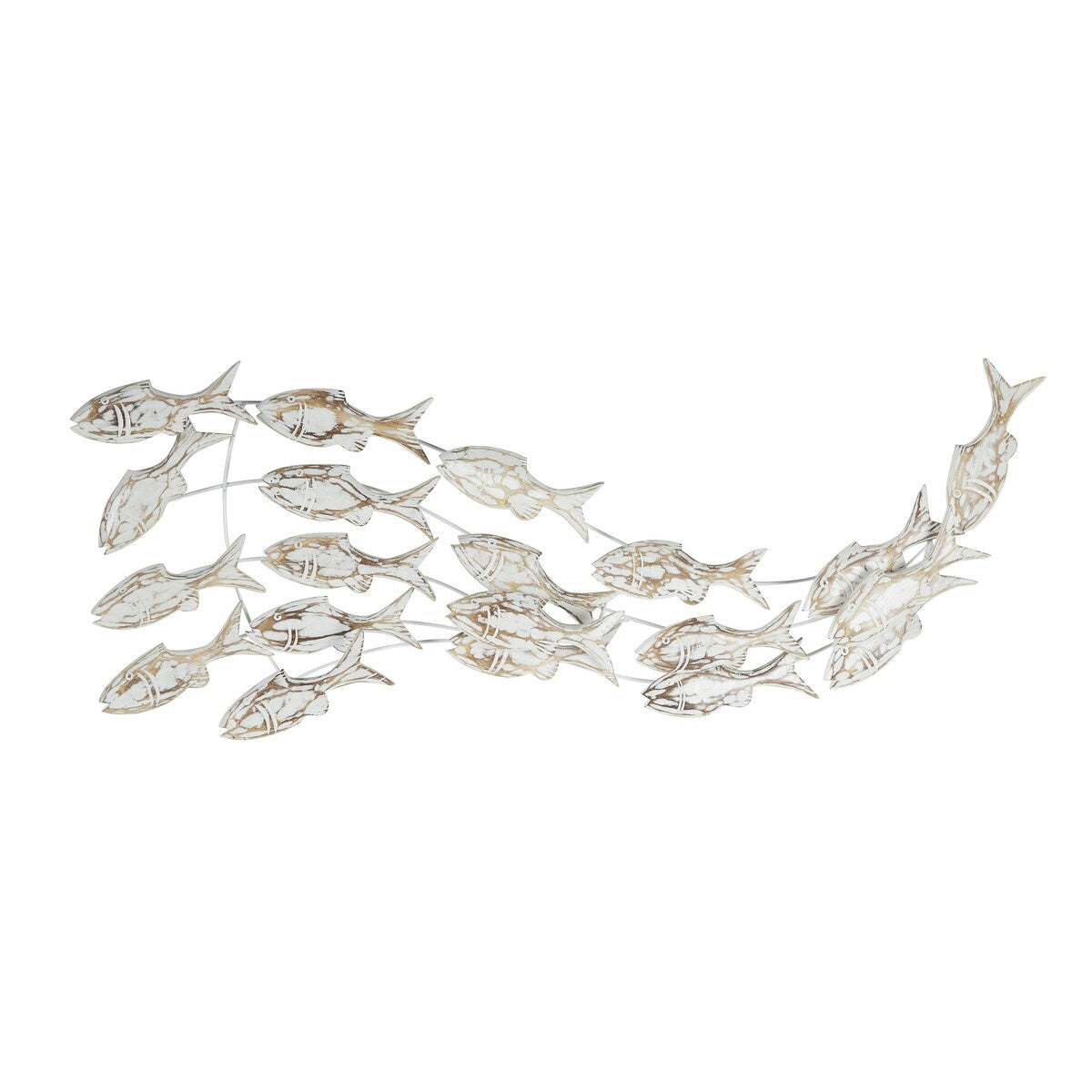 Poisson en bois fait à la main, décoration murale pour la maison, effet vieilli brun - Blanc - Roche River Decor