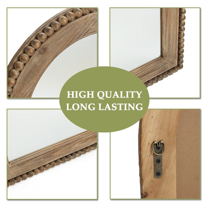 Miroir mural à cadre en bois en forme d'arche, miroir mural de salle de bain - 99,6 cm (H) x 65,7 cm (L) x 3,8 cm (P)