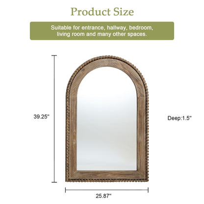 Miroir mural à cadre en bois en forme d'arche, miroir mural de salle de bain - 99,6 cm (H) x 65,7 cm (L) x 3,8 cm (P)