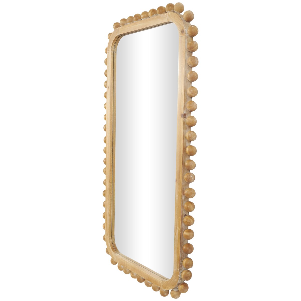 Miroir mural en bois avec cadre perlé - Brun - Roche River Decor