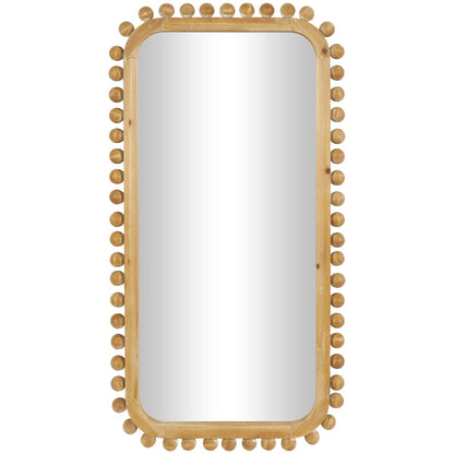 Miroir mural en bois avec cadre perlé - Brun - Roche River Decor