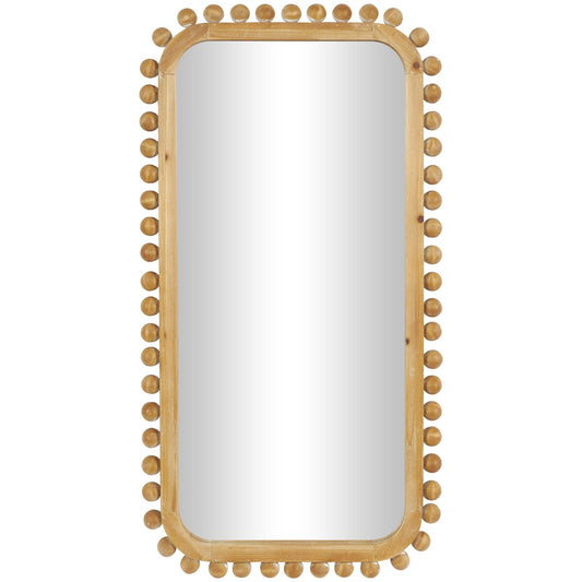 Miroir mural en bois avec cadre perlé - Brun - Roche River Decor