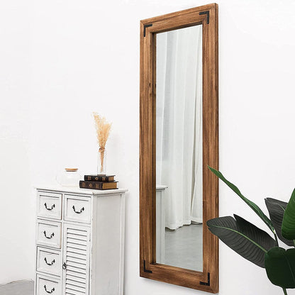 Grand miroir mural en bois à cadre rustique style farmhouse - 65x24