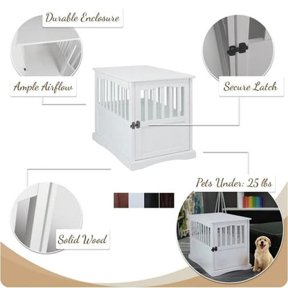 Table d'appoint en bois pour panier pour animaux de compagnie avec porte verrouillable
