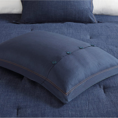 Ensemble de couette en jean Perry Blue de Woolrich, surdimensionné et surrempli.