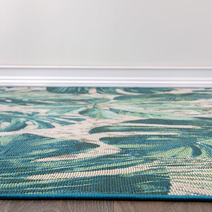 Tapis de sol contemporain à motifs floraux tropicaux pour intérieur/extérieur de World Rug Gallery