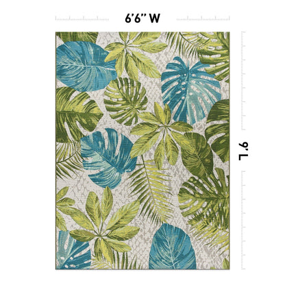 Tapis de sol contemporain à motifs floraux tropicaux pour intérieur/extérieur de World Rug Gallery