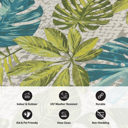 Tapis de sol contemporain à motifs floraux tropicaux pour intérieur/extérieur de World Rug Gallery