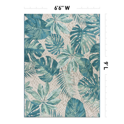 Tapis de sol contemporain à motifs floraux tropicaux pour intérieur/extérieur de World Rug Gallery