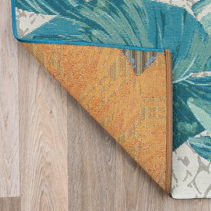 Tapis de sol contemporain à motifs floraux tropicaux pour intérieur/extérieur de World Rug Gallery