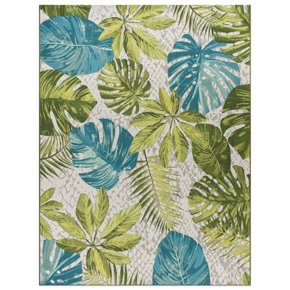 Tapis de sol contemporain à motifs floraux tropicaux pour intérieur/extérieur de World Rug Gallery