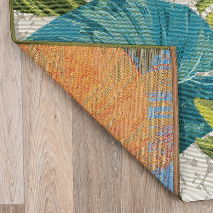 Tapis de sol contemporain à motifs floraux tropicaux pour intérieur/extérieur de World Rug Gallery