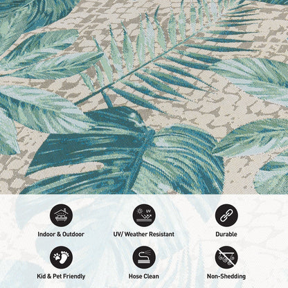 Tapis de sol contemporain à motifs floraux tropicaux pour intérieur/extérieur de World Rug Gallery