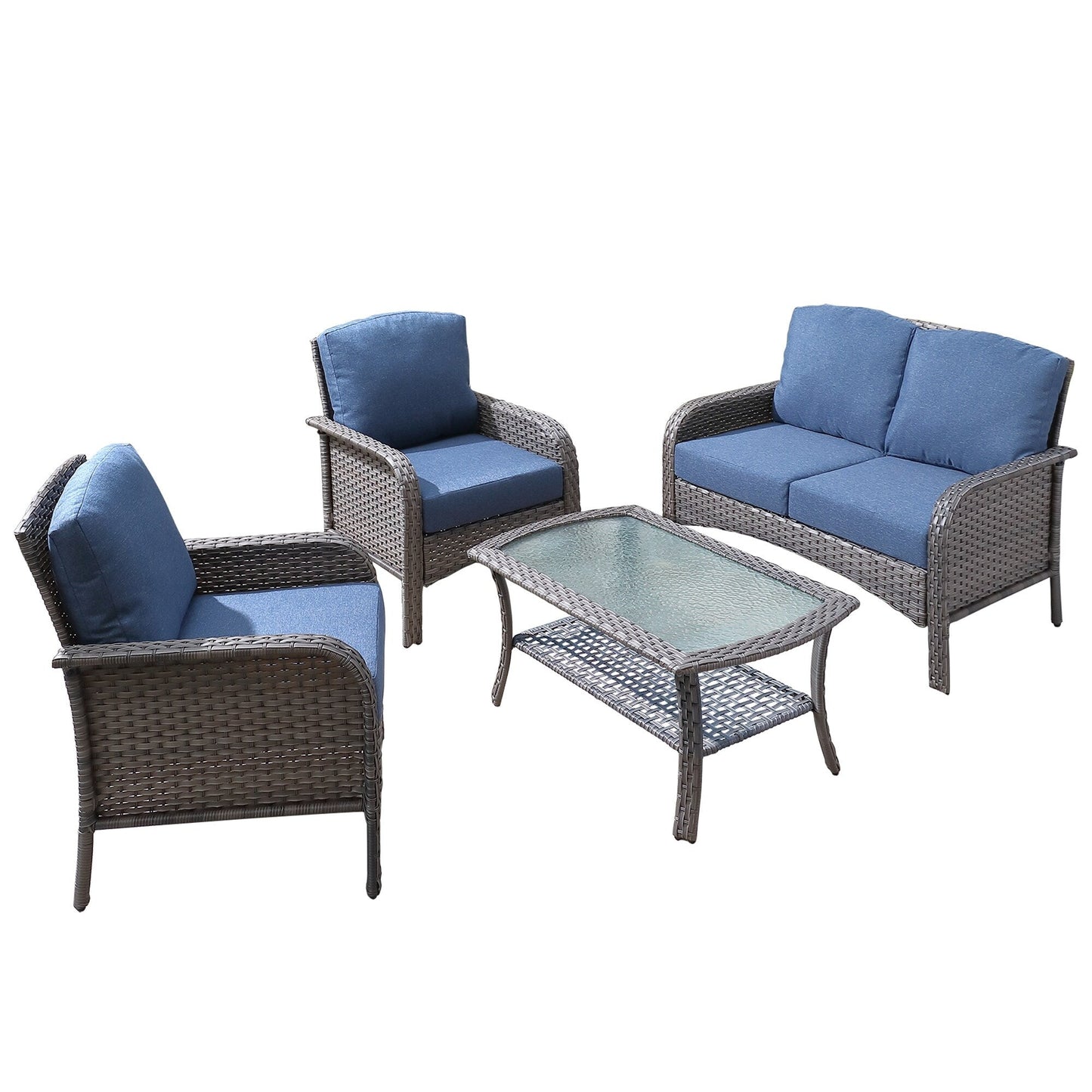 Ensemble de meubles de jardin d'extérieur XIZZI 4 pièces pour conversation avec table