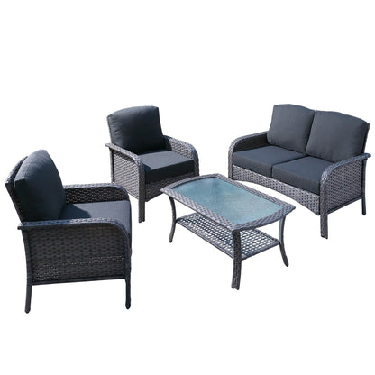 Ensemble de meubles de jardin d'extérieur XIZZI 4 pièces pour conversation avec table