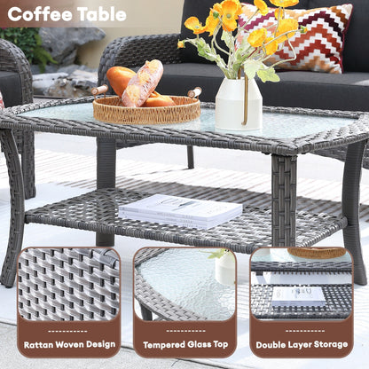 Ensemble de meubles de jardin d'extérieur XIZZI 4 pièces pour conversation avec table