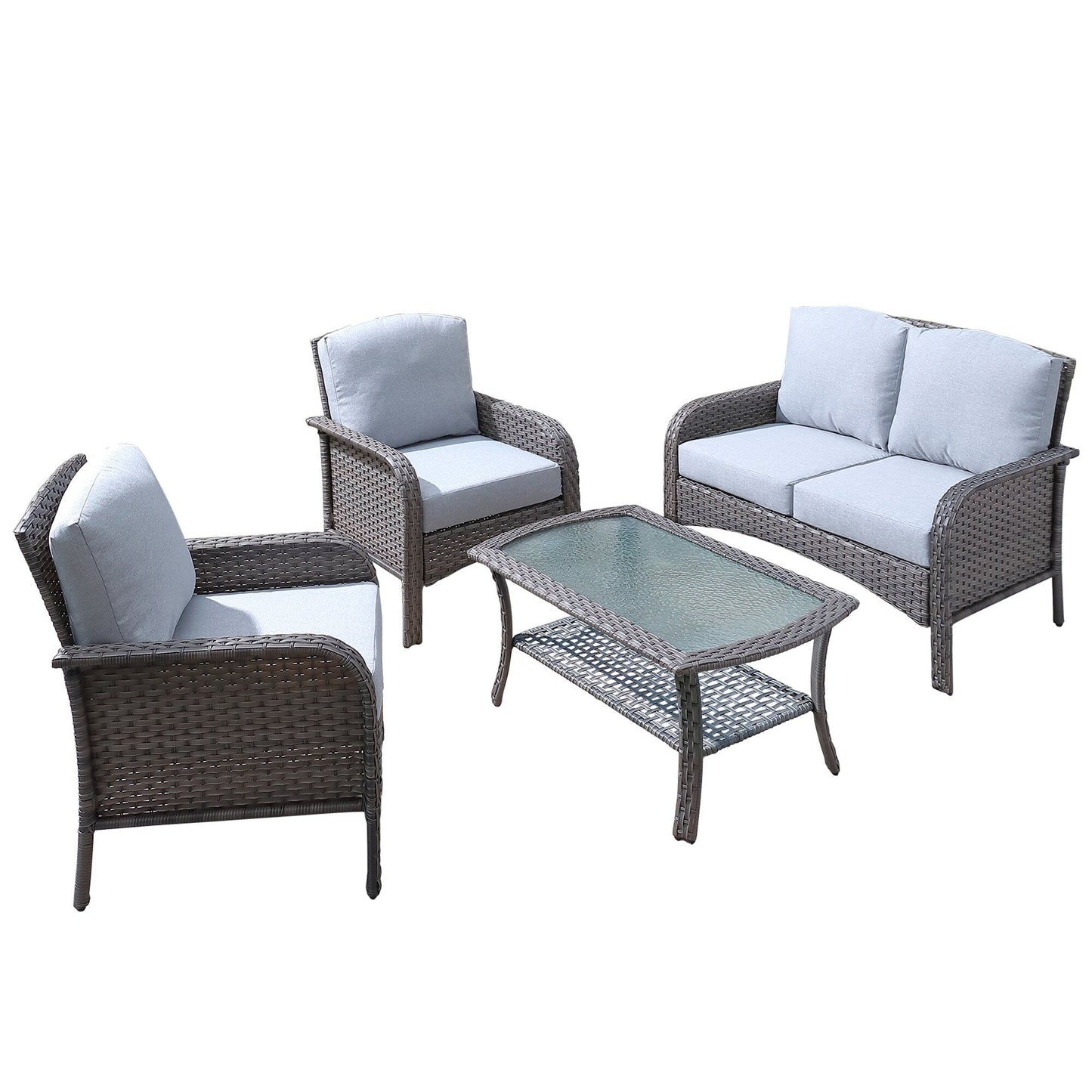 Ensemble de meubles de jardin d'extérieur XIZZI 4 pièces pour conversation avec table