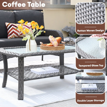 Ensemble de meubles de jardin d'extérieur XIZZI 4 pièces pour conversation avec table