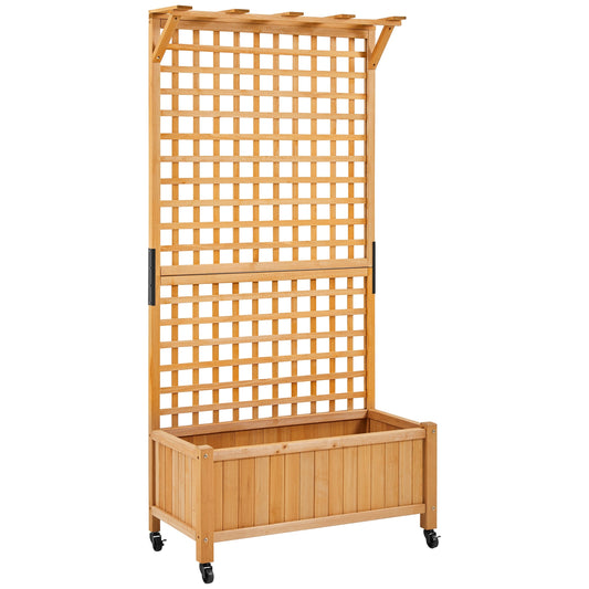 Yaheetech Planter en bois surélevé de 72H avec treillis, jardinière autoportante pour jardin et cour.