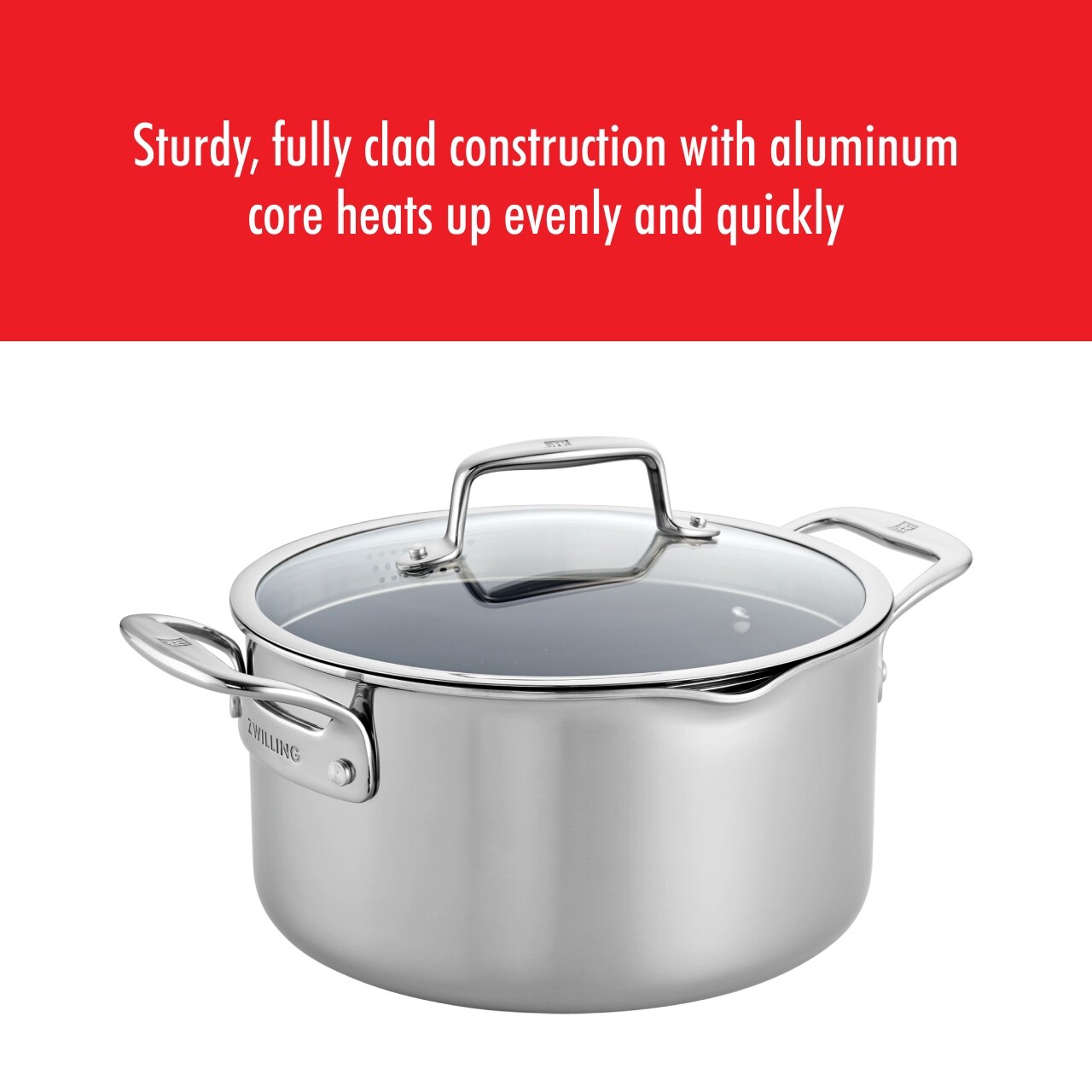 Pochette de cuisson ZWILLING Clad CFX en acier inoxydable et revêtement céramique antiadhésif, 6 qt