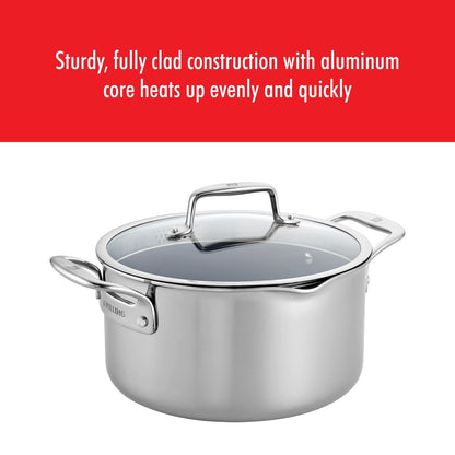 Pochette de cuisson ZWILLING Clad CFX en acier inoxydable et revêtement céramique antiadhésif, 6 qt