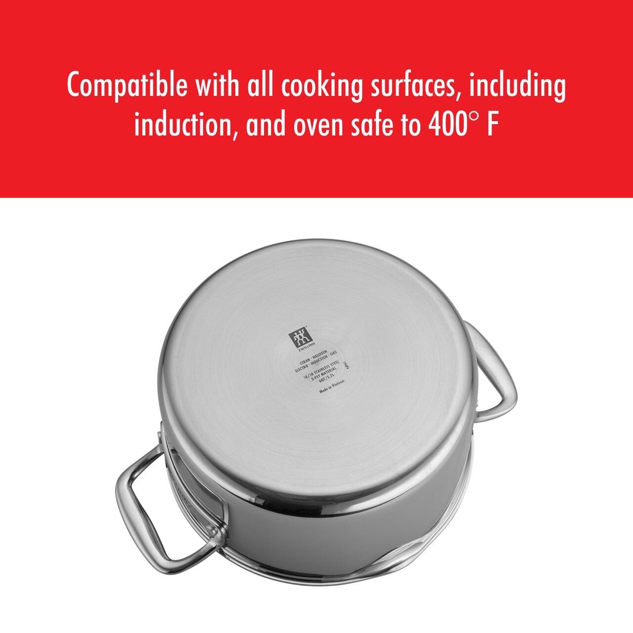 Pochette de cuisson ZWILLING Clad CFX en acier inoxydable et revêtement céramique antiadhésif, 6 qt