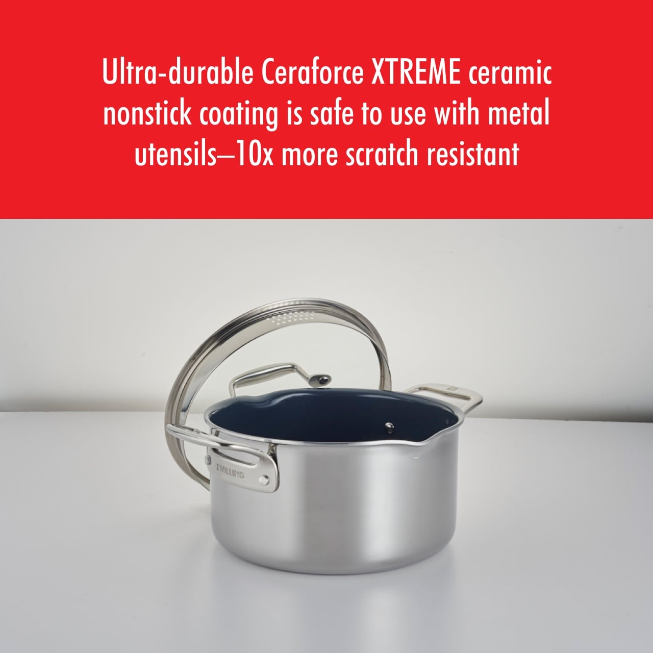 Pochette de cuisson ZWILLING Clad CFX en acier inoxydable et revêtement céramique antiadhésif, 6 qt