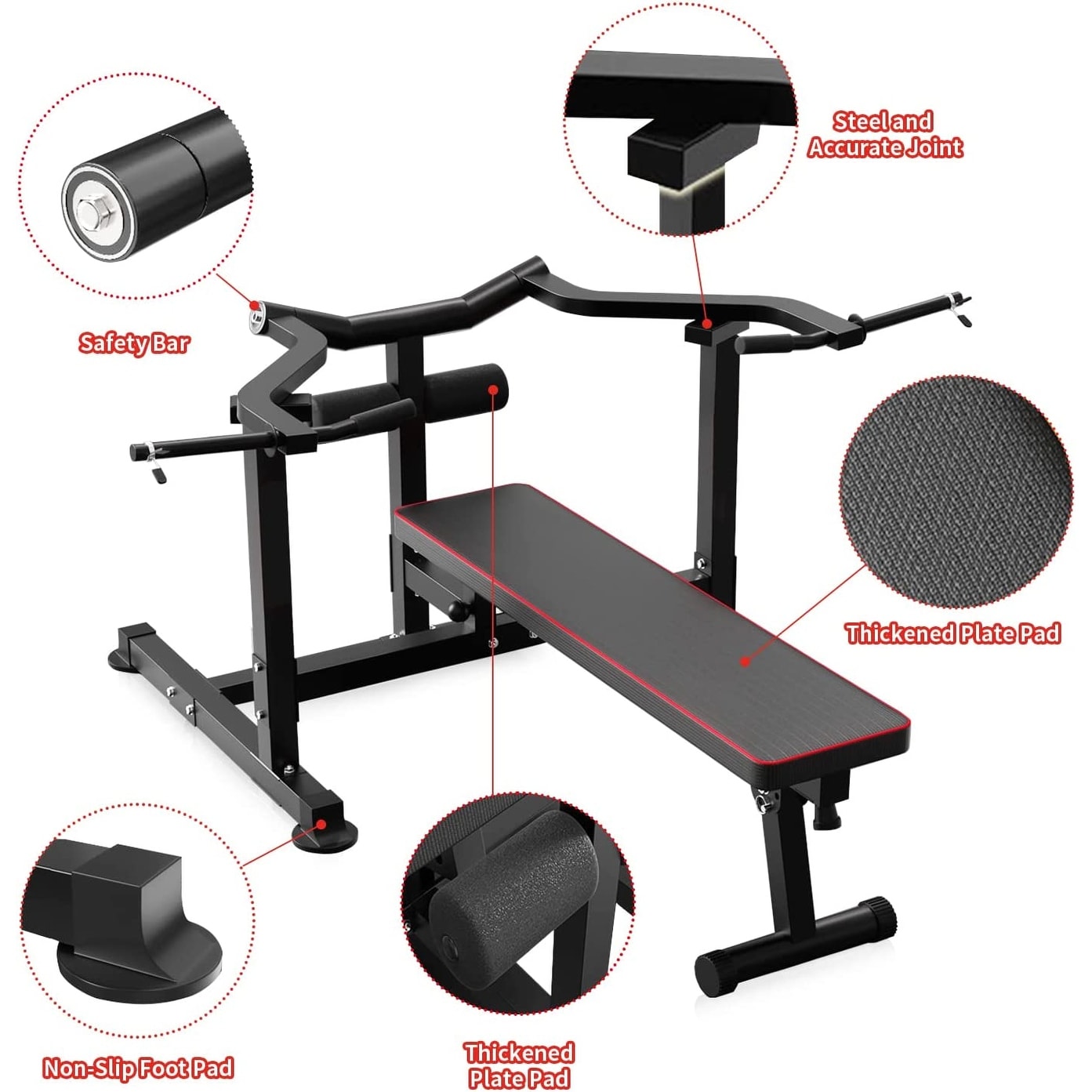 Ensemble de banc de musculation et de machine de presse pectorale Zenova avec bras indépendants convergents et support pour haltères