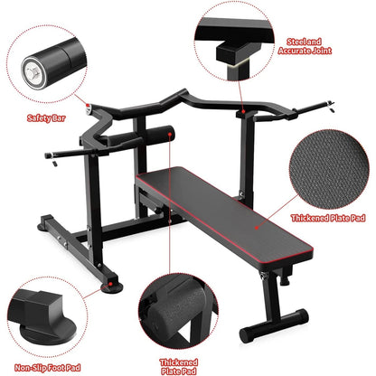 Ensemble de banc de musculation et de machine de presse pectorale Zenova avec bras indépendants convergents et support pour haltères