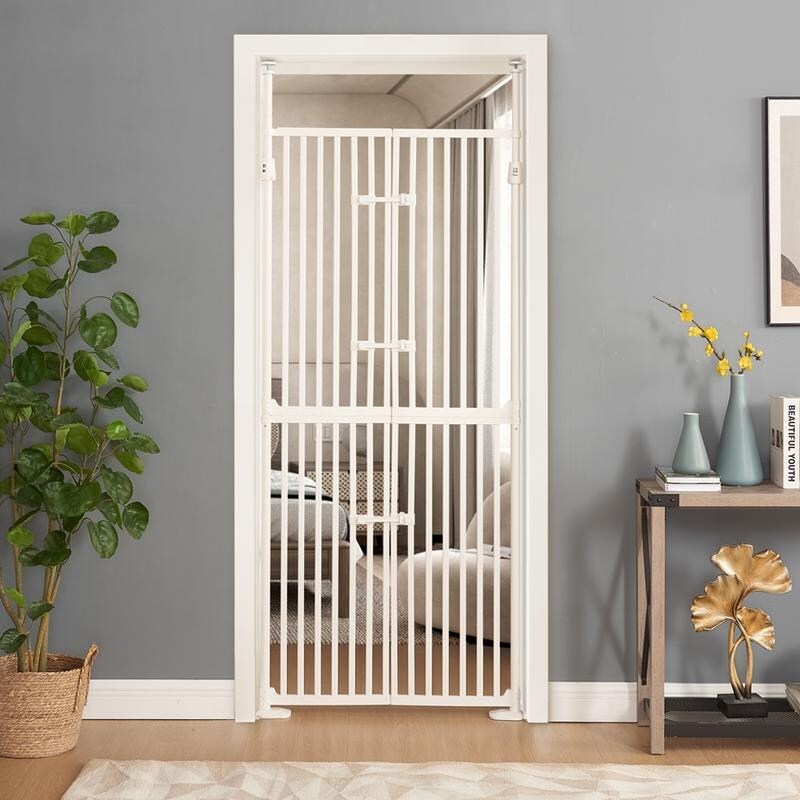 Barrière pour animaux de compagnie unipaws extra haute pour chats, 74 pouces de hauteur, avec portes et serrures