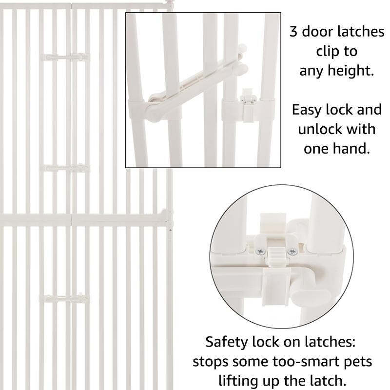 Barrière pour animaux de compagnie unipaws extra haute pour chats, 74 pouces de hauteur, avec portes et serrures