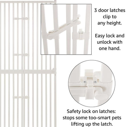 Barrière pour animaux de compagnie unipaws extra haute pour chats, 74 pouces de hauteur, avec portes et serrures